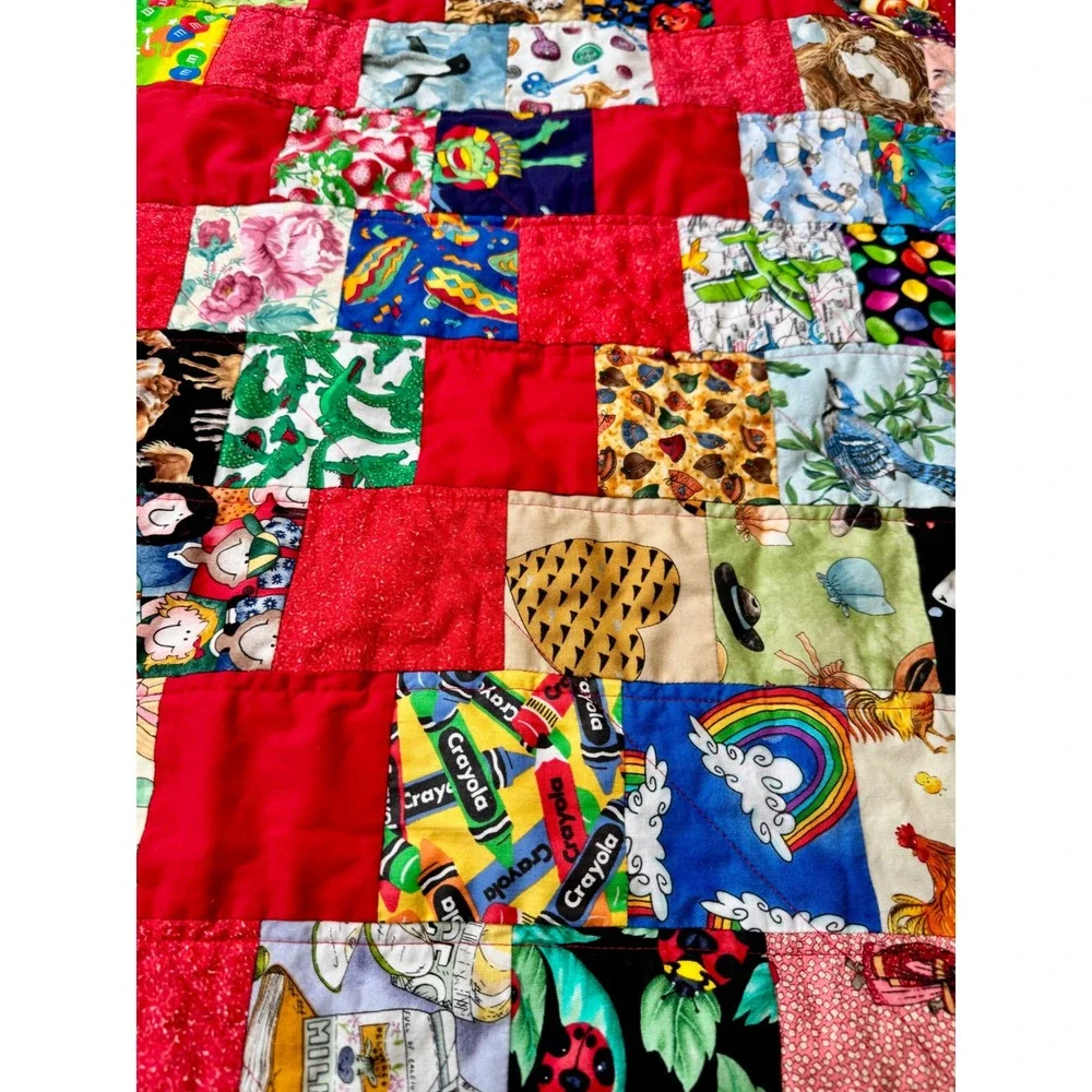 Handmade I-Spy‎ Patchwork Baby Quilt Red Mickey Mouse Crayola Alphabet 30x30